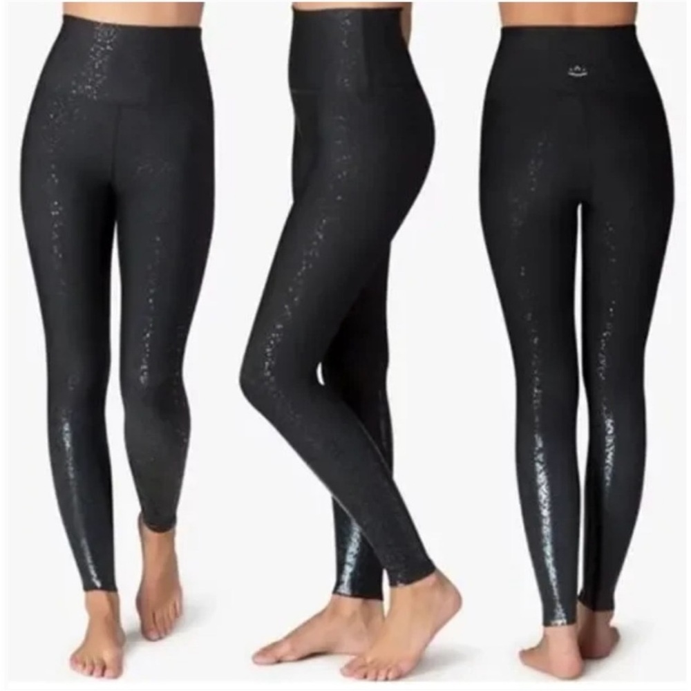 NWT Beyond Yoga Alloy Ombre High Waisted Midi Leggings Black Foil Size Large